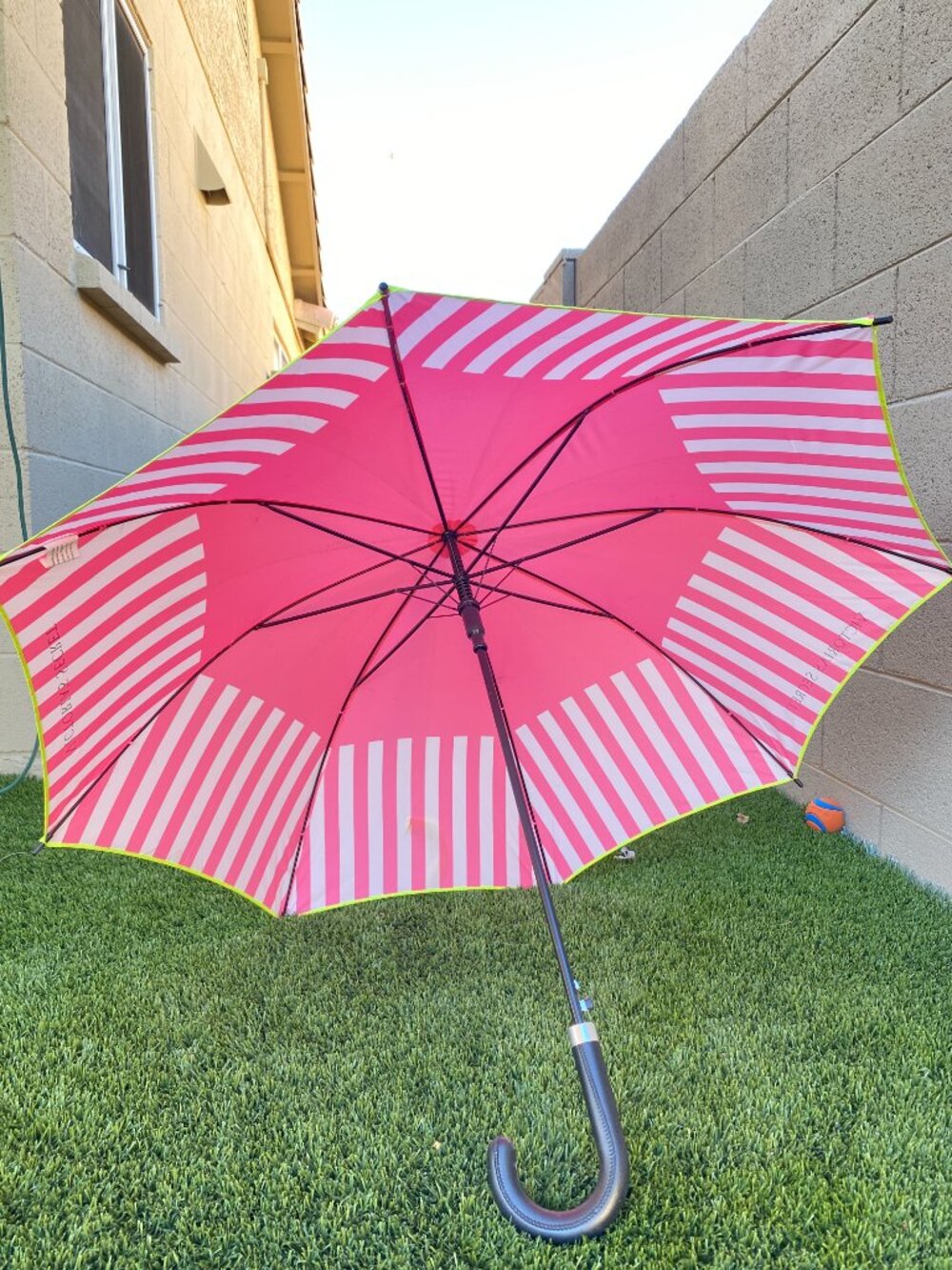 Victoria's Secret Pink/Lime Striped Parasol Umbrella - Picture 3 of 8